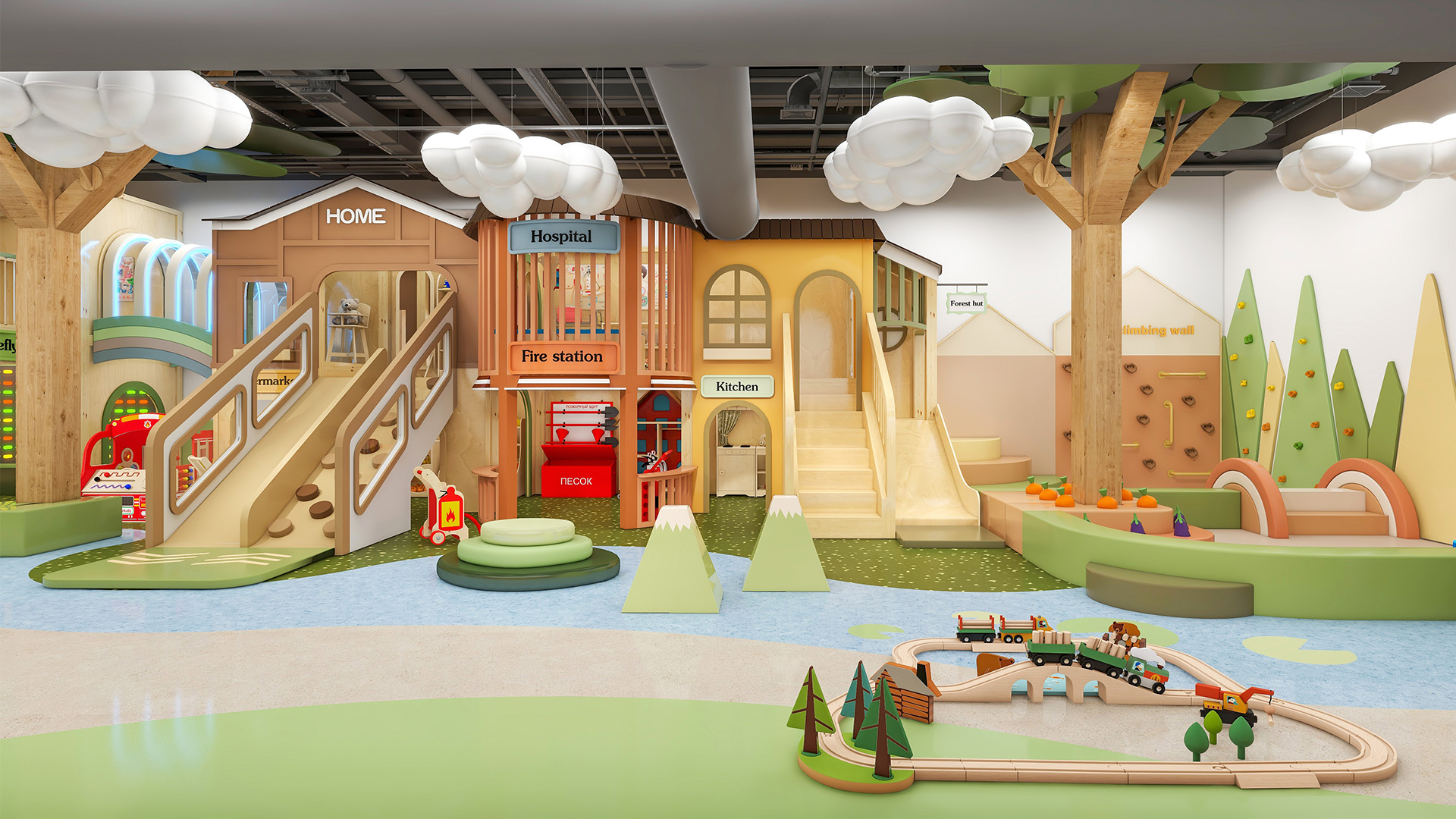 Sunrise-Themed Kids Play Cafe Design in DC, USA