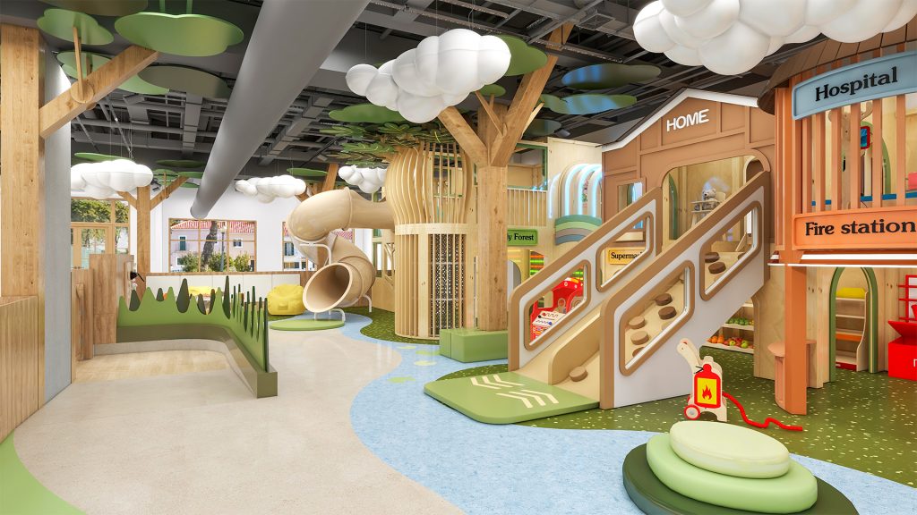 Sunrise-Themed Kids Play Cafe Design in DC, USA