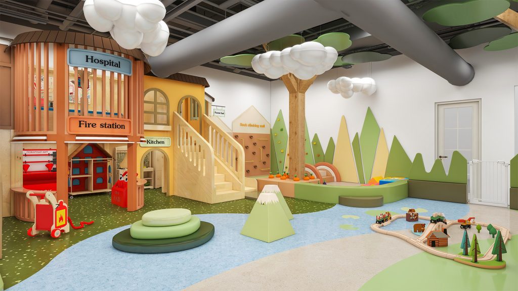 Sunrise-Themed Kids Play Cafe Design in DC, USA