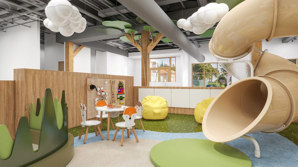 Sunrise-Themed Kids Play Cafe Design in DC, USA