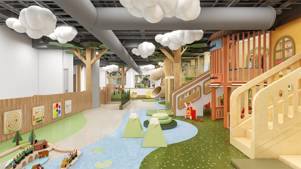 Sunrise-Themed Kids Play Cafe Design in DC, USA