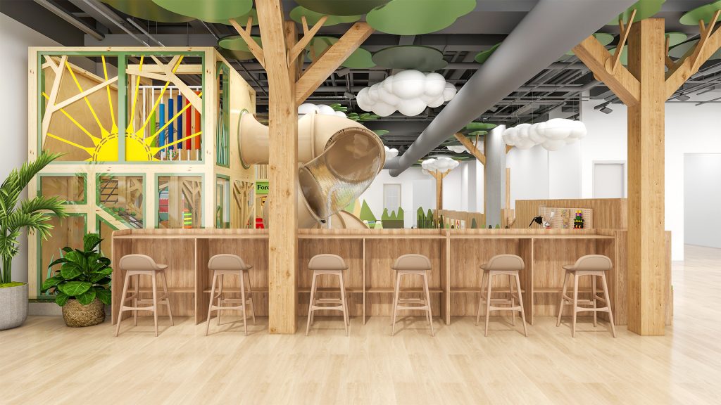 Sunrise-Themed Kids Play Cafe Design in DC, USA