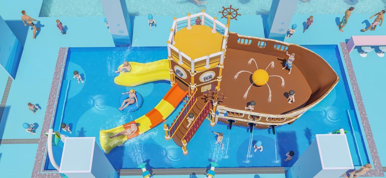 Immersive Pirate Ship Water Park Swimming Pool