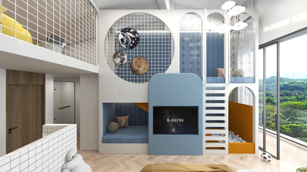 Farmhouse Family-Friendly B&B | Space-Themed Kids' Room